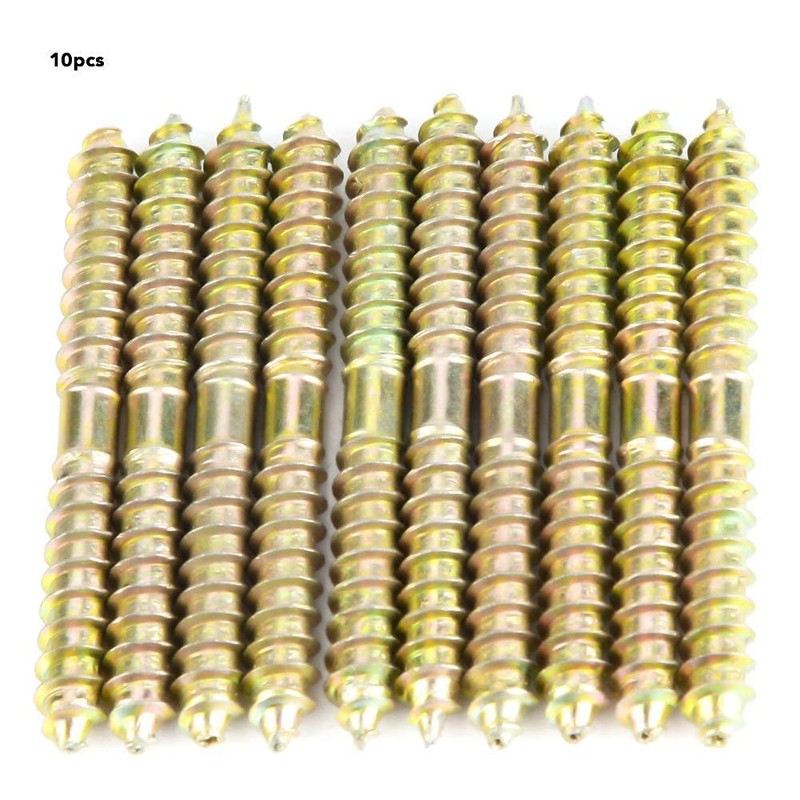 10pcs Double Head Ended Dowel Screw Self-Tapping Thread Bolts for