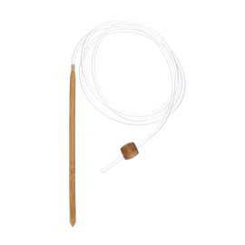 HARFINGTON Bamboo Tunisian Circular Crochet Hook 5.5mm (US I/9) Afghan Wood Knitting Hook Needles with Cable and Bead End for Weave Crocheting Craft Yarn, Brown