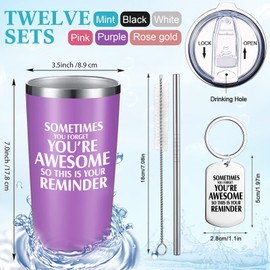 Sieral Employee Thank You Gifts Bulk 20 oz Inspirational Tumbler with Keychain Coworker Appreciation Gifts for Women Men Staff Retirement Teacher Graduation Team Reward Gifts(Multicolored, 24 Pieces)