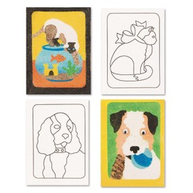 S&S Worldwide Adhesive Sand Art Boards for Creating Sand Pictures, Great for Kids and Adults, 3 Each of 4 Dog & Cat Designs, 5" x 7" Pack of 12