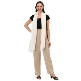 VERAME 100% Linen Scarf for Women – Lightweight Breathable Summer Wrap, Soft Fashion Shawl, Casual Travel Scarves, 55x180 cm (White)