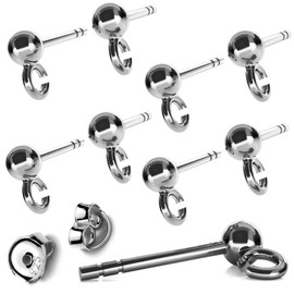 My-Bead 5 Pairs of Stud Earrings Blanks 925 Sterling Silver Pearl 3 mm Jewellery Making Earrings Craft DIY