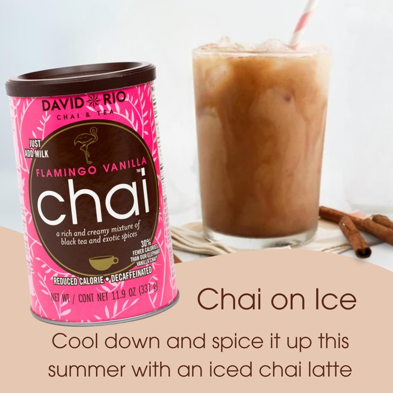 Flamingo Vanilla Decaffeinated Reduced Calorie Chai Tea Latte Mix, 48