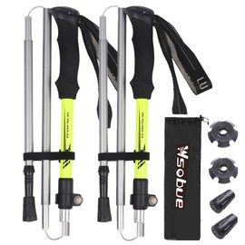Wsobue Walking Poles-2 Pack Hiking Trekking Poles With Antishock and Quick Lock System, Telescopic, Collapsible, Ultralight Foldable Hiking Walking Sticks for Seniors Women Men (Green-2PACK)