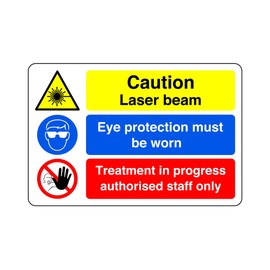 Safety First Display LTD Caution laser beam sign- 3mm Aluminum Dibond for indoor/outdoor usage (300mm x 200mm) 7m Viewing Distance.