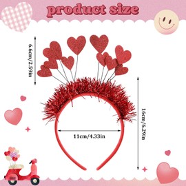 VZXQX Heart Headband Red Glitter Hearts Headband Christmas Headband Women's Hair Bands Headdress Children Girls Christmas Hair Band Hair Accessories for Valentine's Day Wedding Birthday Festival Party