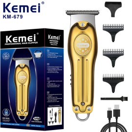 Kemei 323 Cordless Hair Trimmer Clipper Shaver Beard Cutting Machine US STOCK BK - Classic Gold