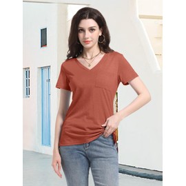 PGANDS Women's Summer Tops V Neck Short Sleeve T Shirts Casual Basic Loose Fit Tee