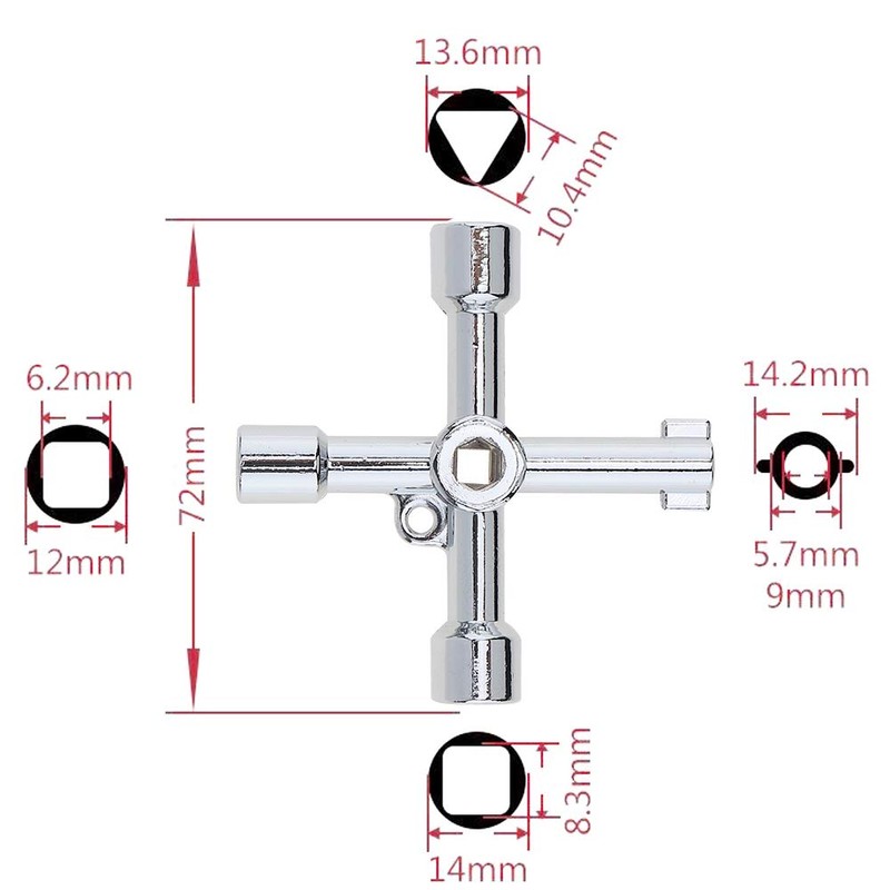 OriGlam 4-Way Multi-Functional Utilities Key Tool for Electric, Water, Gas
