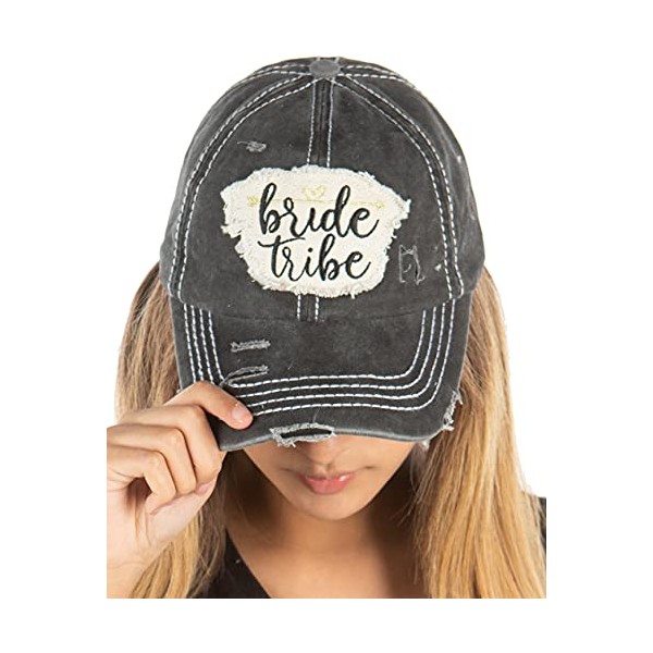 Distressed Bridal Baseball Cap - Bride Tribe - Black
