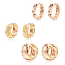 Krstudent Gold Hoop Earrings Pack 18K Rose Gold Plated Small Hypoallergenic Hoop Huggie Earrings Set for Women Girls