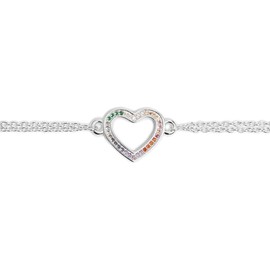 Annie Oak Womens 925 Silver Love Heart Rainbow Bracelet
