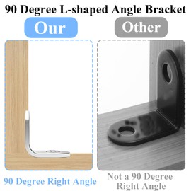 STARVAST Pack of 50 Angle Connectors, Stainless Steel, Metal Angle 90 Degrees, 20 x 20 x 16 mm, Small Angle with Screw for Wood Furniture Cabinets, Bookcase, Table Chair, Bookshelf