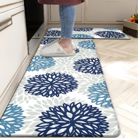 Kitchen Mats Set of 2 Cushioned Anti Fatigue Kitchen Rugs Non Slip Waterproof Kitchen Runner Memory Foam Kitchen Floor Mat Comfort Standing Mat for Sink,Office,Laundry