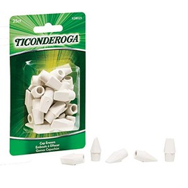 Ticonderoga Wedge Cap Erasers, White, 25 Count