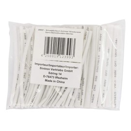 Pollin-Choice 100 Pcs Heat Shrink Tubing Assortment PVC White 100mm 1.5-13mm 2:1 Shrink Rate 125°C Shrink Temperature Space Saving Bag