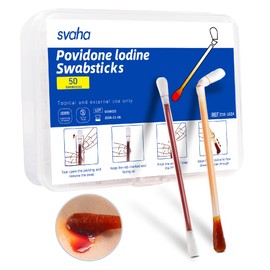 svaha Svaha 50pcs Iodophor Swabs with Povidone Iodine - Solution Outdoor First Aid Swabsticks for Skin Cleansing and Preparation