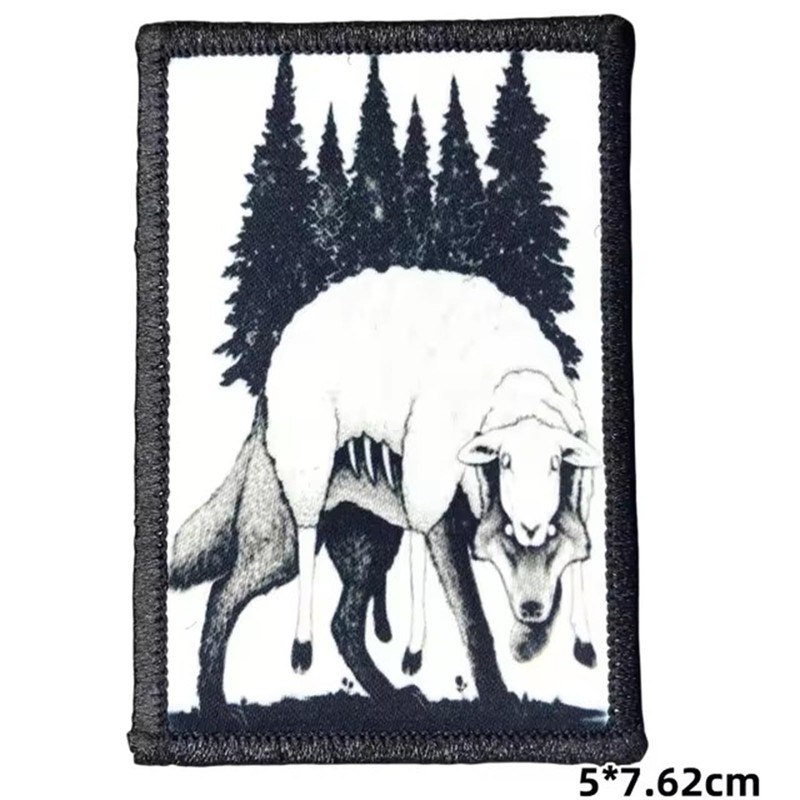 A Wolf in Sheep Patches Velcro, Funny Velcro Patch Military