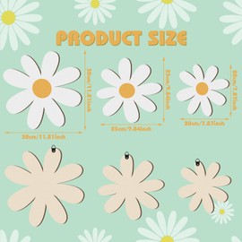 Thyle 6 Pcs Daisy Wall Decor Wooden Daisy Wall Art White Flowers Wall Signs Hanging Plaque for Home Nursery Bedroom Farmhouse Bathroom Decorations Housewarming Gifts (Elegant Style)