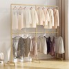 FONECHIN Industrial Pipe Clothing Rack, Double Rod Clothes Rack for