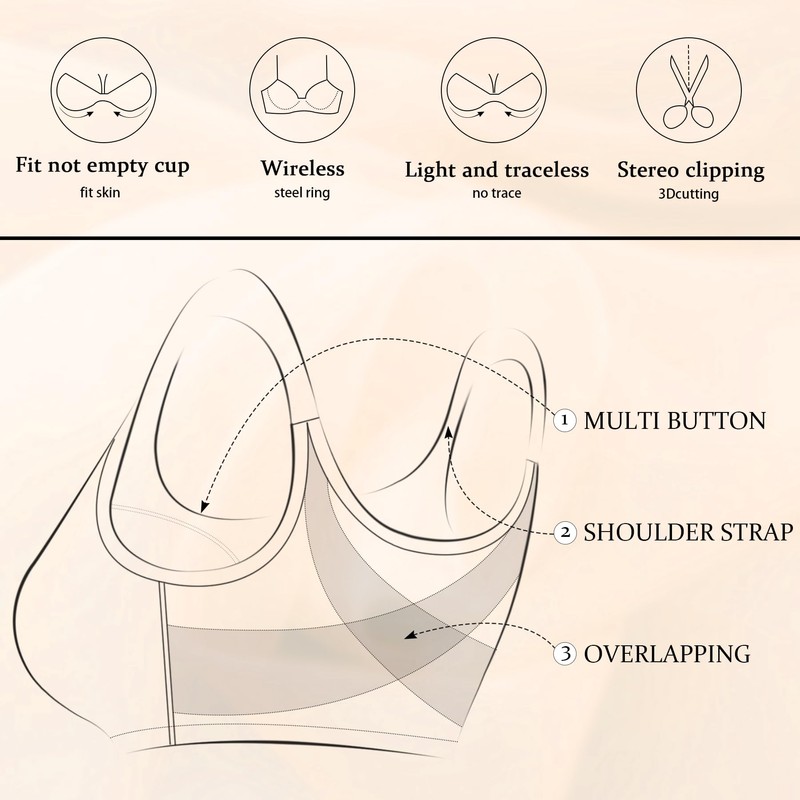 Arm Ma Front Closure Bra for Women Wireless Plus Size