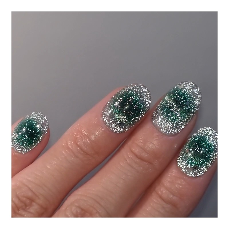 Green Pop Magnet Handmade Nail Tips - Short Square /