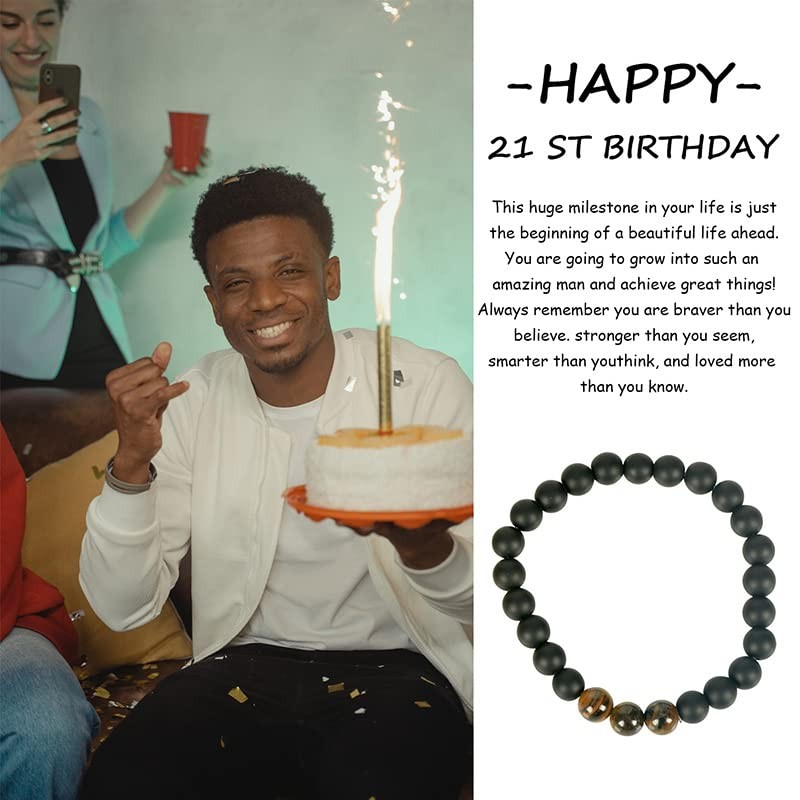 21st Birthday Gifts Bracelet for Him - Inspirational Beaded Bracelets