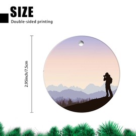 Christmas Ornaments，Ceramic Xmas Hanging Ornaments, Double-Sided Printed,Hiking