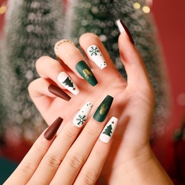 Christmas Press On Fingertip Nail, Festive Designs