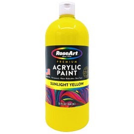 RoseArt Acrylic Paint Sunlight Yellow 32oz Bottle, Acrylic Paint for School Projects, Arts & Crafts, Drawing & Painting