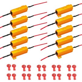 AIRKOUL 50W 6ohm Load Resistor-Fix LED Bulb Fast Hyper Flash Turn Signal Blink Error Code, 10pcs, Amber