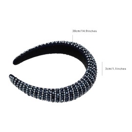 scicent Bridal Hair Accessories for Women Sparkly Jeweled Beaded Hair Band White Pearl Embellished Headband for Girls' Hair Sponge Padded Head Band Glitter Sparkly Hairband for Party Wedding - 27815
