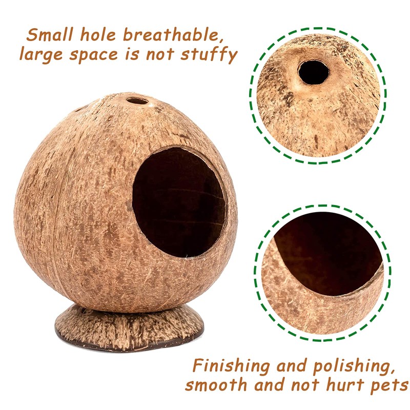 QMAAAYS Hamster House, Coconut Shell Bird House Small Pet Habitat,