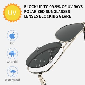 GetD AI Smart Bluetooth Sunglasses for Men and Women, Voice Control and Open Ear Style Smart Glasses Listen Music and Calls with Speakers IPX4 Waterproof Detachable Aviator Nylon Audio Glasses