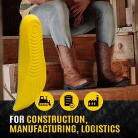 MEGAComfort Ergonomic Square Toe Insoles for Men, Women - Anti-Fatigue Memory Foam for Boots - Construction, Manufacturing