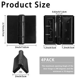 4Pcs Stainless Steel Self Closing Door Hinges,Restroom Partition Door Hinge,2.75" Black Matte Hinge,Partition Door Hardware,for Hotel,Shopping Mall,Bathroom,Toilet,Cabinets