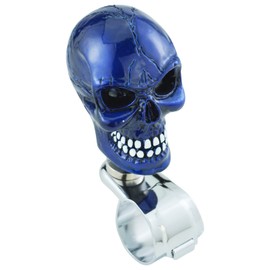 Temzzer Steering Wheel Spinner Skull Funny Power Handle Suicide Knob for Most Manual Automatic Transmission Vehicles (Blue)