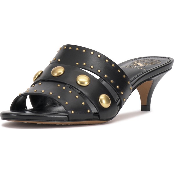 Vince Camuto Women's Kyler Heeled Sandal, Black Leather, 10