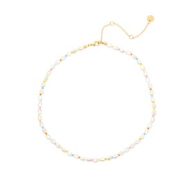 Pura Vida Necklace Gold Rainbow Pearl Choker Necklace for Women, 14-Inch String