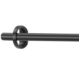 Modern Curtain Rods, 1Inch Diameter Decorative Single Window Rod Telescoping 48-84 Inch Adjustable Drapery Rods Matte Black Color For Bedroom Living Room Kitchen Office