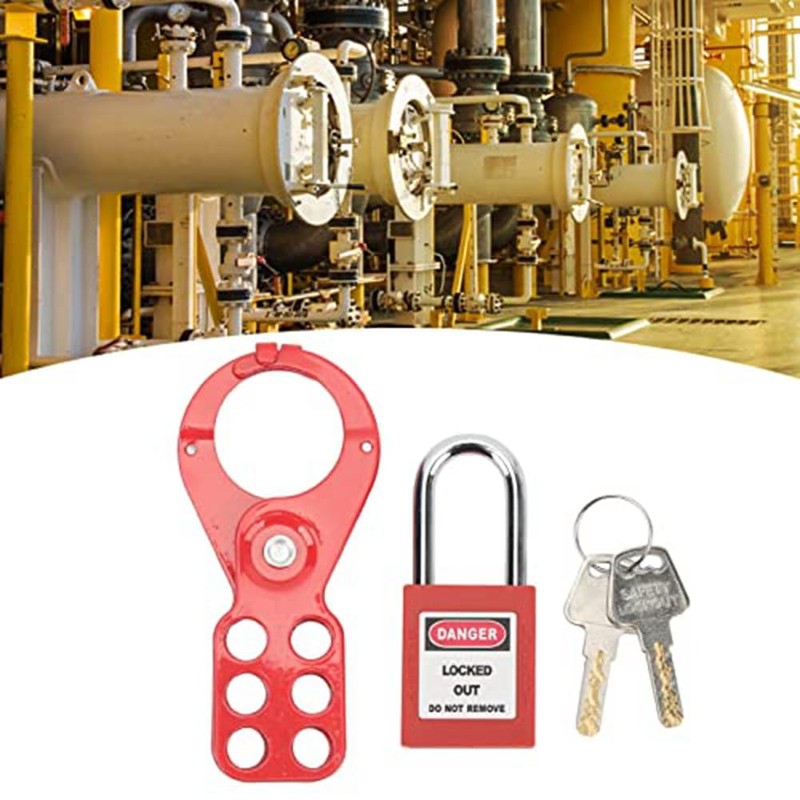 Padlocks Hasps Set, Keyed Hasp 6 Hole Design Security Tamper
