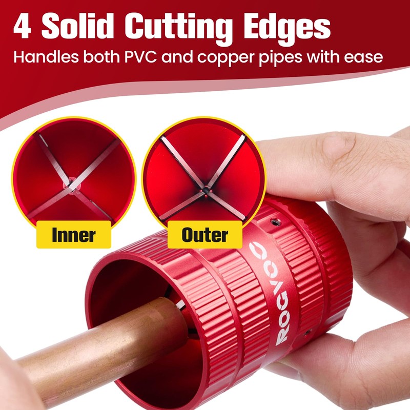 ROGVOC Deburring Tool, Plumbing Reamer Chamfering Tool for 1/4 Inch