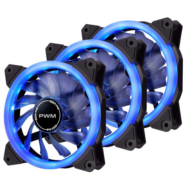EZDIY-FAB 120mm PWM Blue PC Case Fan LED Ring Fan