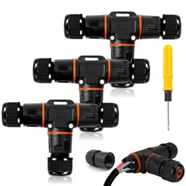 HIMOMO Cable Connector Waterproof IP68, Cable Connector Waterproof 3-Pin 3-Way IP68 Waterproof Cable Connector Diameter 4-12 mm Cable Diameter, T-Shape Junction Box Clamp Box Cable Connector (3