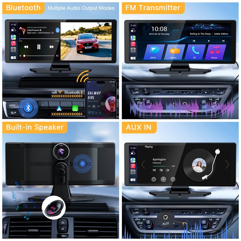 10.26’’ Portable Wireless Apple CarPlay Screen for Car, Portable Car
