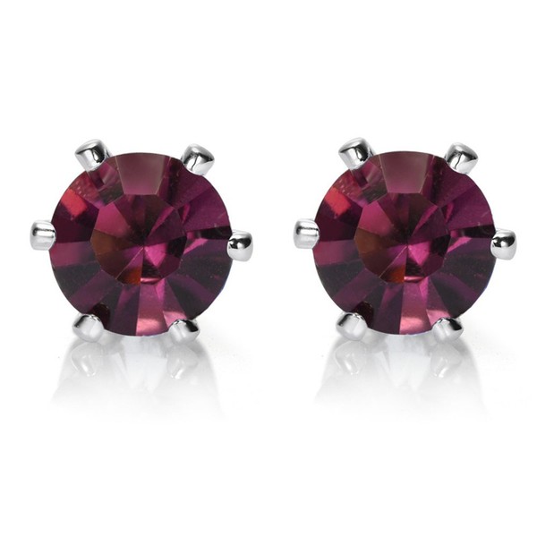 Riva Pierced Stud Earrings with Round Cut Gemstone Cubic Zirconia