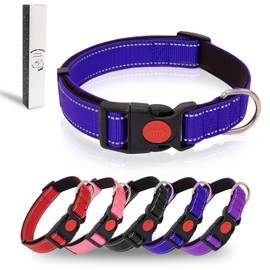 Dote on Hundehalsband, reflektierend, verstellbar, mit weicher Neopren-Polsterung, strapazierfähiges Nylon, Haustierhalsbänder für verschiedene Arten und Größen von Hunden, Größe XL: 45,7 - 71,1 cm