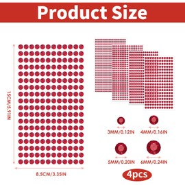 SHYSBV Red Gems Stickers Rhinestone Letters Stickers Red Face Gems Decorative 3/4/5/6mm 1792Pcs Crystal Diamond Sticker - for DIY Decoration Craft Face Eye Nails Hair Make Up