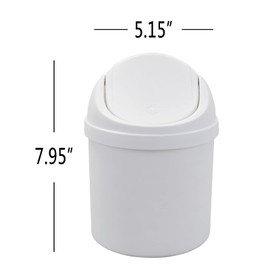 Eagrye Bote de basura de escritorio diminuto blanco de 0.5 galones con tapa negra