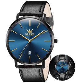 OLEVS Men's Watch Classic Business Male Watch Breathable Leather Strap Dress Gent's Wrist Watch Casual Calendar Waterproof Stylish Suitable Gift Watch